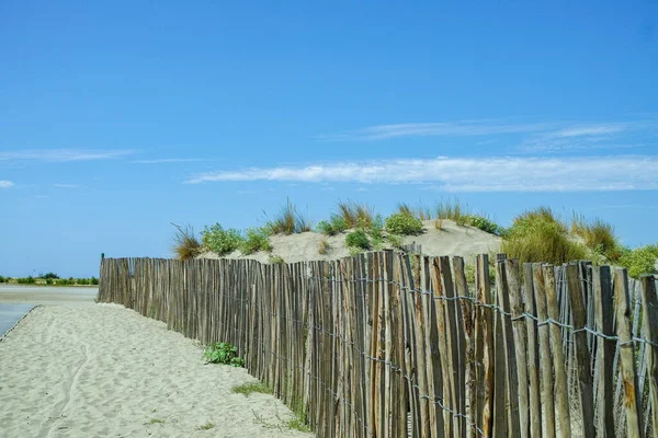 Gran Playa Arena Espiguette Cerca Port Camargue Grau Roi Playa —  Fotos de Stock