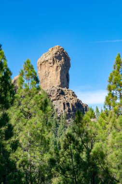 Büyük Kanarya Adası, İspanya 'daki Roque Nublo ile dağların manzarası