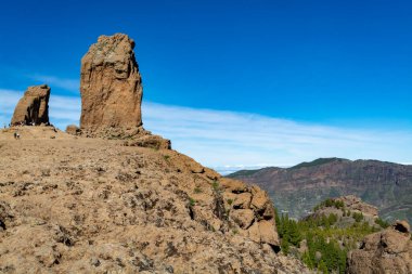Büyük Kanarya Adası, İspanya 'daki Roque Nublo ile dağların manzarası