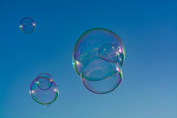 Background Many Soap Bubbles Air Blue Sky Outdoor Fun Everybody — Stock Photo, Image