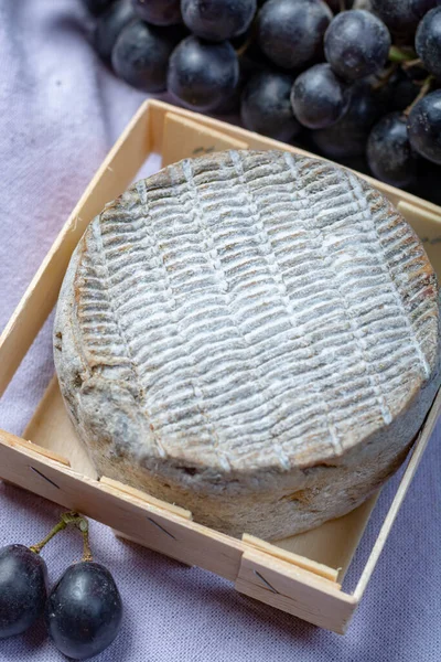 Olgun Fransız Tomme peyniri siyah üzümle servis edilir.