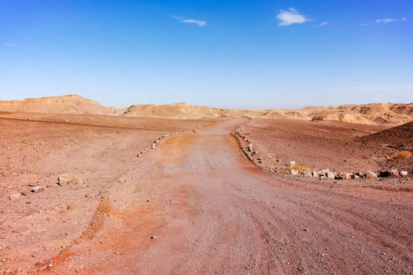 Dirt Road Desert Negev Israel Közlekedési Infrastruktúra Sivatagban Festői Hegyi — Stock Fotó