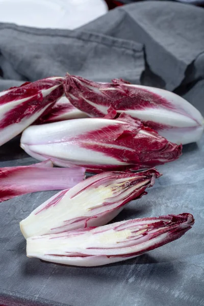 Gruppo Cicoria Radicchio Rosso Fresco Indivia Belga Noto Anche Come — Foto Stock