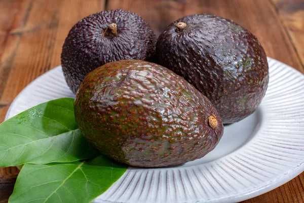 Maturare Avocado Sano Hass Biologico Nuovo Raccolto Vicino — Foto Stock