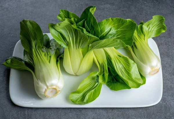 Ακατέργαστο Πράσινο Baby Bok Choy Pak Choi Κινέζικο Λάχανο — Φωτογραφία Αρχείου