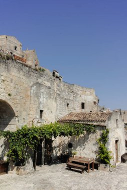 2019 yılında Avrupa Kültür Başkenti, Matera antik kentinin sokakları, Güney İtalya 'nın başkenti Basilicata, sabahın erken saatlerinde