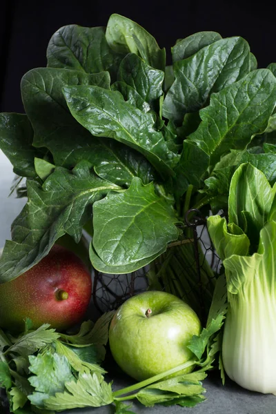 Verduras Frutas Verdes Frescas Ingredientes Para Una Dieta Saludable Desintoxicación — Foto de Stock