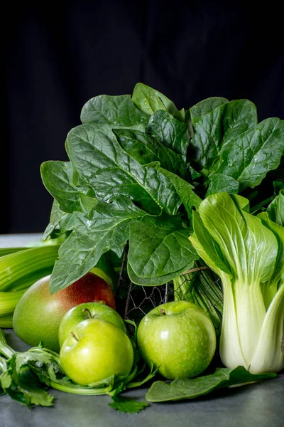 Verduras Frutas Verdes Frescas Ingredientes Para Una Dieta Saludable Desintoxicación — Foto de Stock