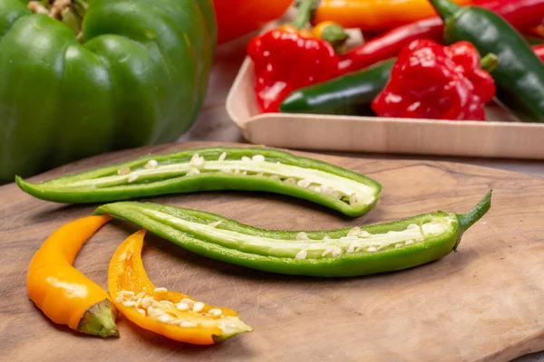 Colorful Fresh Hot Mexican Chili Peppers Assortment — Stock Photo, Image