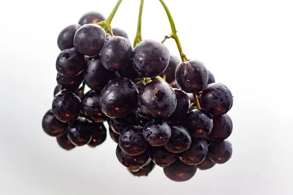 Grupp Svart Druva Söt Frukt Dessert Vit Bakgrund — Stockfoto