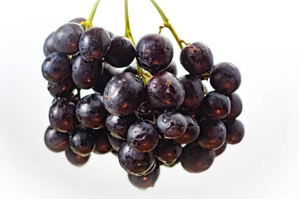 Bir Demet Siyah Üzüm Beyaz Arka Planda Tatlı Meyve Tatlısı — Stok fotoğraf