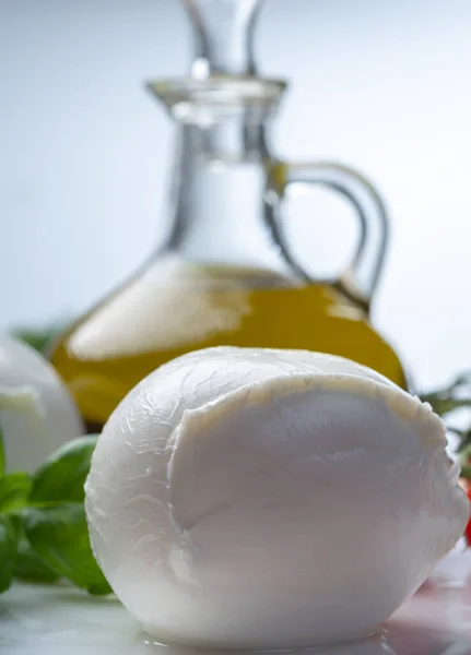 Bollar Buffel Mozzarella Mjuk Italiensk Scheese Gjord Mjölk Från Italienska — Stockfoto