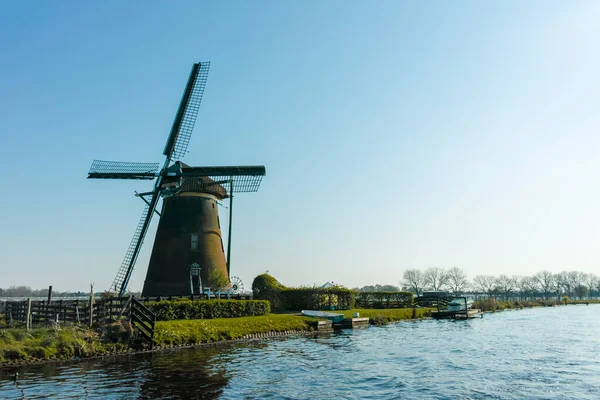 Vías Navegables Holanda Septentrional Vista Del Molino Viento Tradicional Holandés — Foto de Stock