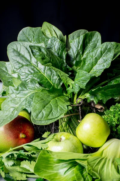 Verduras Frutas Verdes Frescas Ingredientes Para Una Dieta Saludable Desintoxicación — Foto de Stock