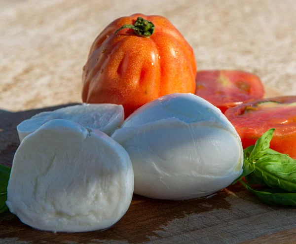 Colección Quesos Queso Blando Italiano Mozzarella Bolitas Servidas Con Tomates — Foto de Stock