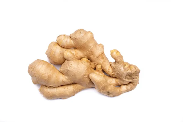 Fresh Big Ginger Root Close Copy Space Isolated White Background — Stock Photo, Image