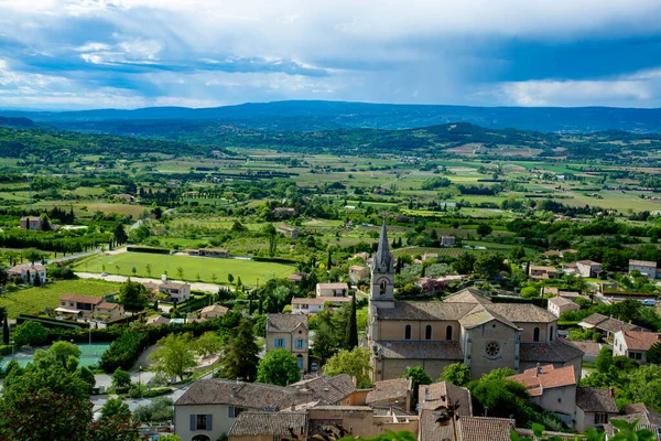 Paisaje Con Fructífero Valle Del Luberon Provenza Sur Francia Vista —  Fotos de Stock