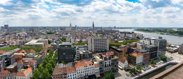 Stadsbild Gamla Belgiska Staden Antwerpen Ovanifrån Sommaren — Stockfoto