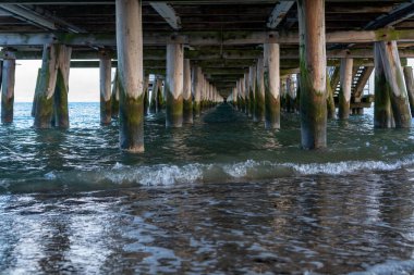Deniz ya da okyanus manzarası Eski ahşap iskele ya da köprü üzerindeki su manzarası