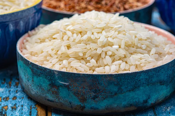 Weißer Italienischer Arborio Reis Für Risotto Gerichte Aus Nächster Nähe — Stockfoto