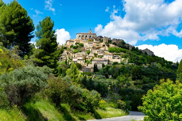 Vista Antigua Ciudad Provenzal Gordes Turistas Destino Vacaciones Sur Francia — Foto de Stock