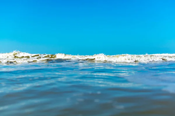 Seascape Com Água Mar Norte Holanda Dia Ensolarado Com Horizonte — Fotografia de Stock