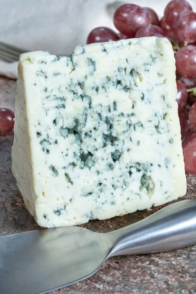 Stuk Blauwe Auvergne Semi Harde Aop Franse Blauwe Kaas Gemaakt — Stockfoto