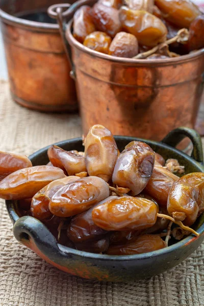 Authentic Tunisian Deglet Nour Dried Dates Soft Honey Taste Copper — Stock fotografie