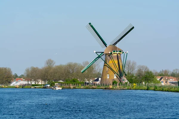 Vías Navegables Holanda Septentrional Vista Del Molino Viento Tradicional Holandés — Foto de Stock