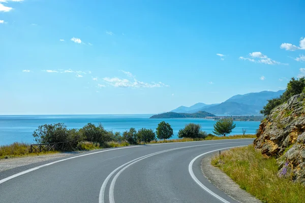 Jazda Samochodem Drogach Peloponezu Sieć Dróg Grecji Wakacje Turystycznym — Zdjęcie stockowe