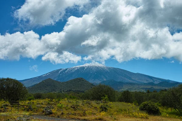 Vista Sullo Stratovulcano Attivo Dell Etna Sulla Costa Orientale Dell — Foto Stock