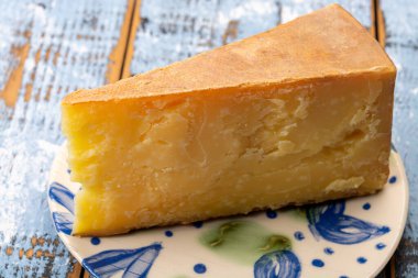 Peynir koleksiyonu, sert sarı, Maniva peyniri Kuzey İtalya 'daki Mount Maniva yakınlarındaki Alp vadilerinden.