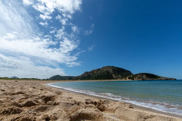 Voidokilia Plajı Akdeniz Messinia Bölgesindeki Popüler Beyaz Kum Mavi Berrak — Stok fotoğraf