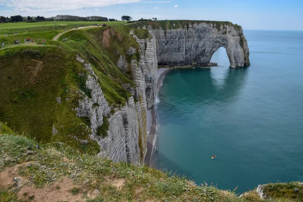 Landskap Med Natursköna Alabaster Krita Klippor Etretat Och Atlantkusten Resor — Stockfoto