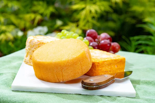 Colección Quesos Franceses Riche Saveurs Amarillo Peche Des Bons Peres —  Fotos de Stock