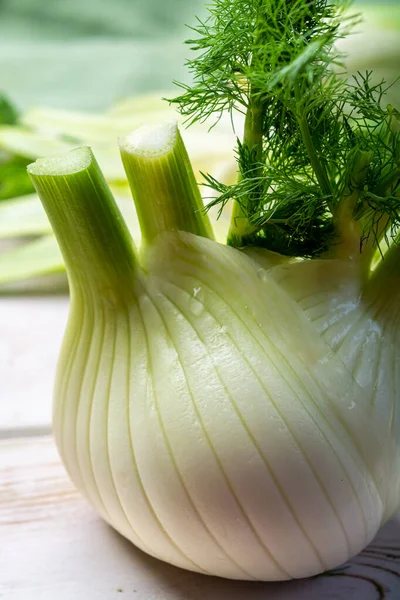 Friska Vegetabiliska Kost Färsk Florens Fänkål Lökar Närbild — Stockfoto