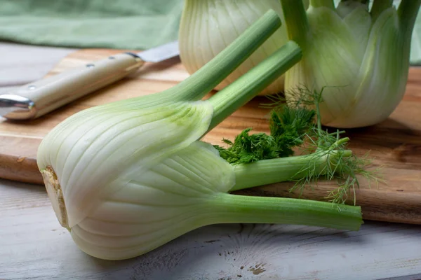 Friska Vegetabiliska Kost Färsk Florens Fänkål Lökar Närbild — Stockfoto