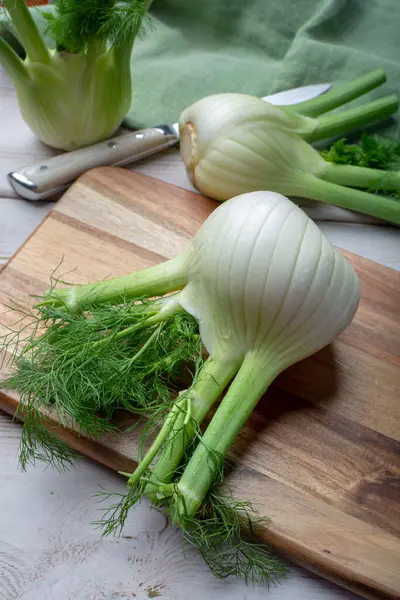 Dieta Vegetal Saludable Bulbos Hinojo Florencia Fresca Cruda Cerca — Foto de Stock