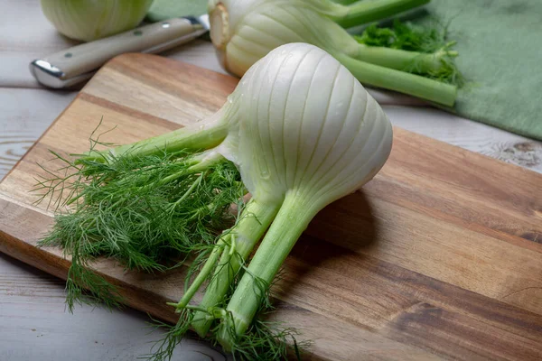 Friska Vegetabiliska Kost Färsk Florens Fänkål Lökar Närbild — Stockfoto