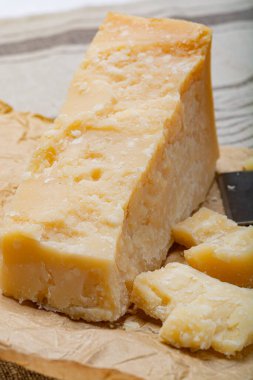 Peynir koleksiyonu, İtalyan parmesan peyniri ve peynir bıçağının orijinal parçası.