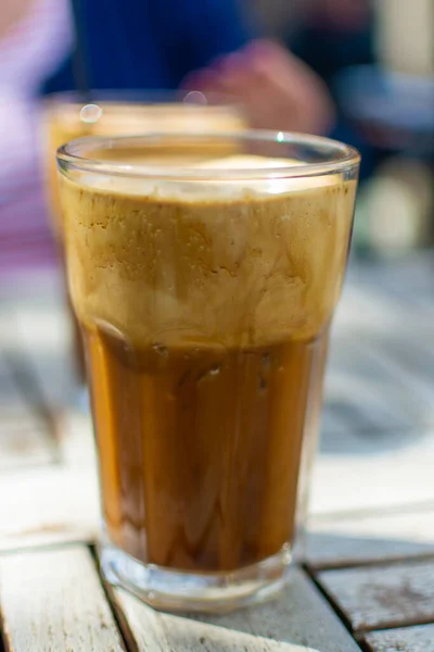 Παραδοσιακός Ελληνικός Κρύος Καφές Φραπέ Αφρό Από Νερό Στιγμιαίο Καφέ — Φωτογραφία Αρχείου
