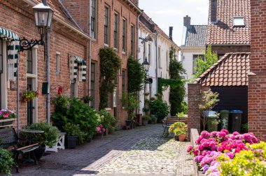 Büyük tarihi olan küçük bir kasabadaki eski Hollanda evleri Buren, Gelderland, Hollanda