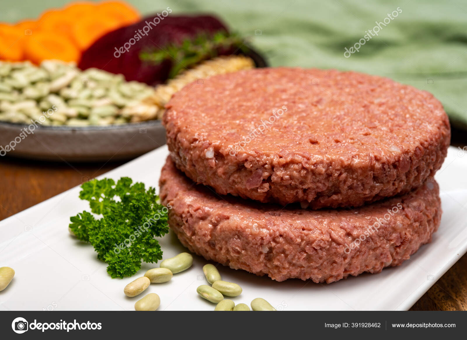 Source Fibre Plant Based Vegan Soya Protein Burgers Meat Free — Stock