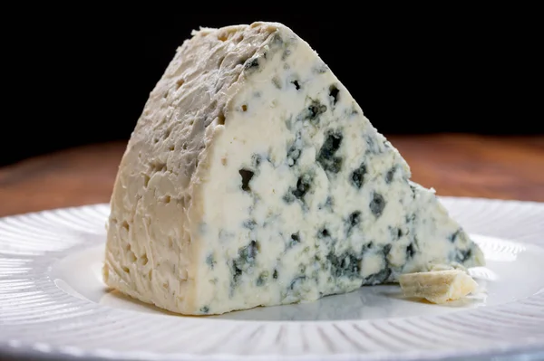 Cheese Collection Piece Danish Blue Cheese Blue Mold Close — Stock Photo, Image