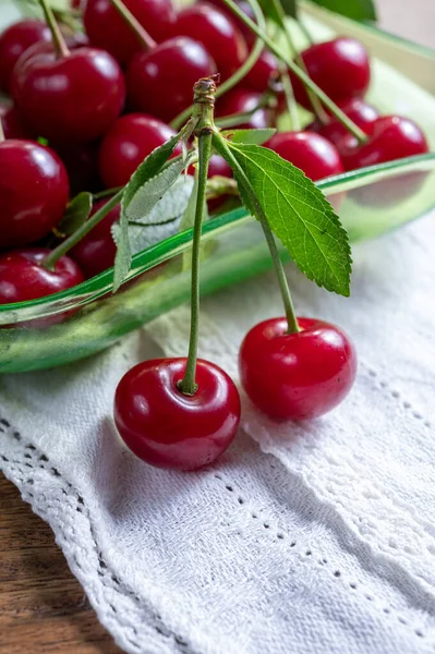 Nueva Cosecha Cereza Agria Jugosa Madura Roja Fruta Baya Del — Foto de Stock