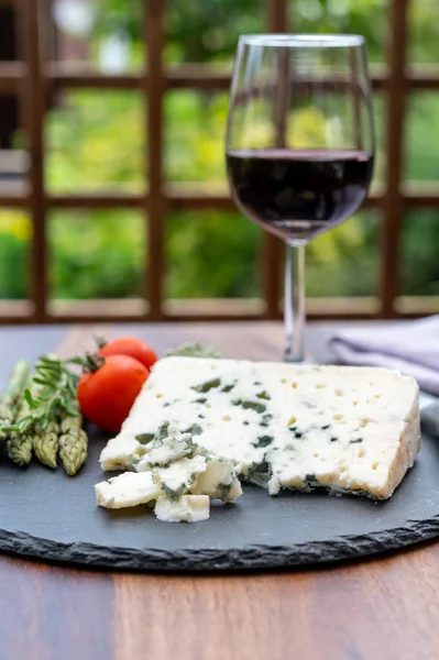 French Cheeses Collection Piece Roquefort Sheep Milk Soft Blue Cheese — Stock Photo, Image