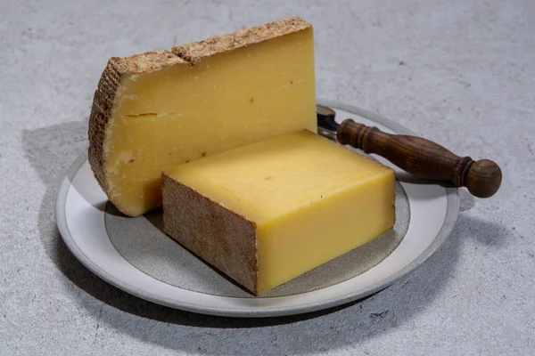 Peynir Koleksiyonu Fransisco Comte Fransa Inek Sütünden Yapılan Sert Peynirler — Stok fotoğraf