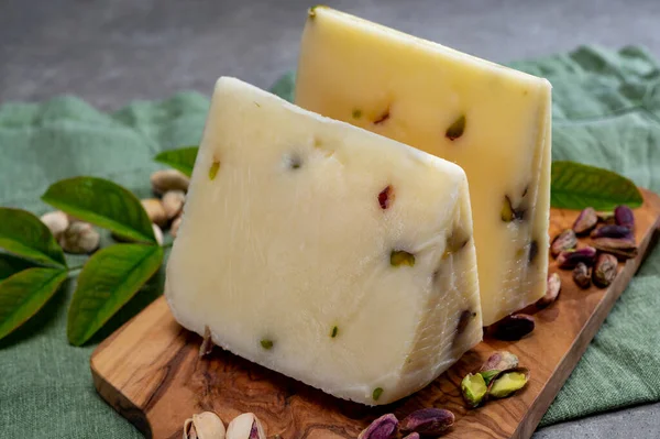 Colección Queso Queso Pecorino Italiano Fresco Hecho Leche Oveja Llena — Foto de Stock