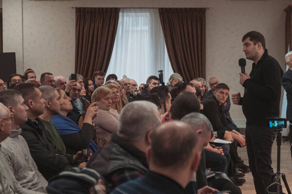KYIV, UKRAINE - FEBRUARY 02, 2019: Meeting with David Sakvarelidze