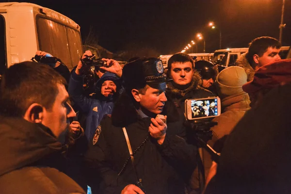 Ucrania Kiev Diciembre 2013 Manifestación Euromaidán Avtomaydan Cerca Residencia Yanukovich — Foto de Stock